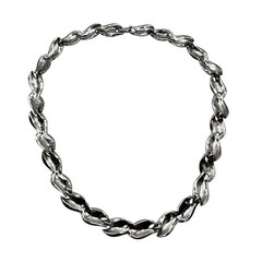 Vintage Trifari Necklace Textured Silver Tone Choker Collar 15 inch