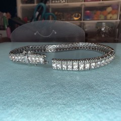Sterling Silver Sparkling Hinge Chain Bracelet CZ925 needs REPAIR