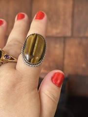 Aunt Elza Large Tiger’s Eye Ring Magnificent Magical Fortune Teller Heirloom Adj