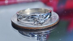 10k white gold engagement ring 0.06ct HSI1 diamond solitaire sz 5 handmade 1.4gr