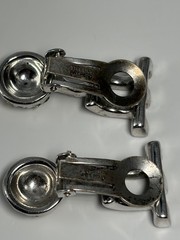Art Deco Sterling Silver Rhinestone Drop Earrings Pat Pend Vintage 1930s