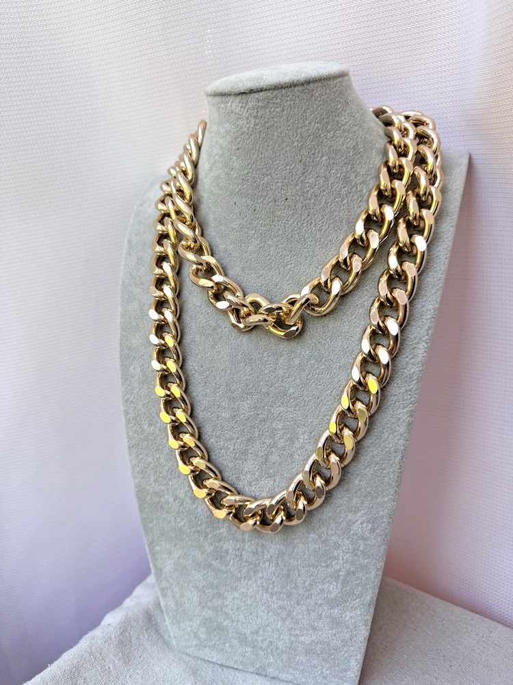 1980s 1990s VTG long or double Gold Chunky Chain Halloween brutalist Necklace
