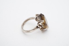 Vintage Mexico Sterling Silver 925 Smoky Quartz Ring Size 8