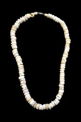 Vintage 70s Puka Shell Bead Necklace Hawaiian Surfer Beach 18″