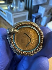 Vintage SGE 925 Sterling Silver 1903 Indian Head Penny Eagle Ring Size 13