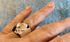 Vintage Stunning Carved Mother Of Pearl (Zebra Colors) Ring -Size 5.25