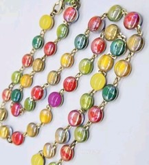 Retro Couture Necklace Long Circles Multicolored 28 in Gold tone Vintage