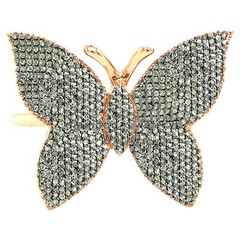 Victorian 3.76ct Genuine Old Mine Rose Cut Diamond Silver Butterfly Ring Jewelry