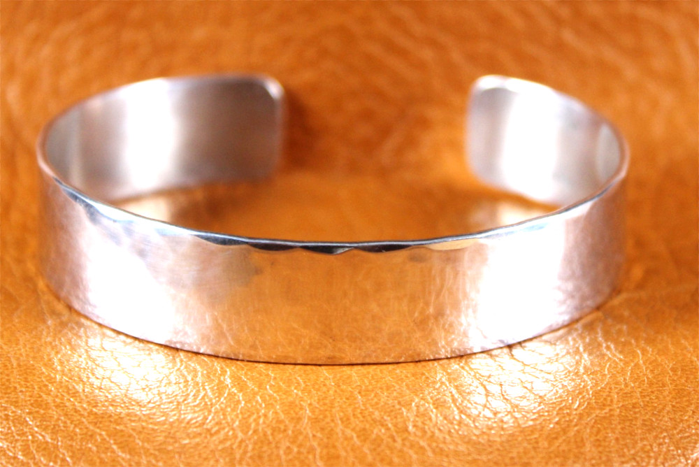 PARKER Signed HAMMERED Cuff Bracelet 13mm Sterling Silver Size 6 3/4″