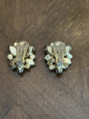 Vintage Juliana? Fall Brown Aurora Borealis Rhinestone Earrings Gold Tone Nice!