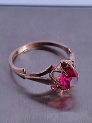 Old Vintage Soviet Union Silver 875 Ring USSR Red Stone Ruby Size US 6 (16.5 mm)