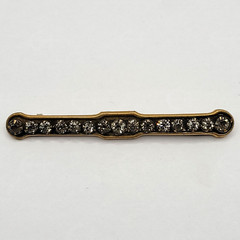 Edwardian Gold Plated with Rhinestones Brooch Bar Pin Circa 1920s