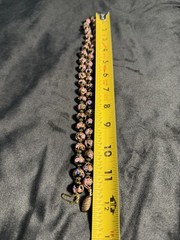 Vintage Knotted Wedding Cake Glass Bead Necklace Pink Black Gold Sparkle 23 Inch