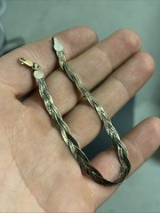 Vintage Italy 925 Sterling Silver Herringbone Bracelet 7 Inch 4.2 Grams