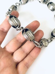 Vintage Silver Tone Statement Abstract Shape Link Collar Choker Necklace 15”