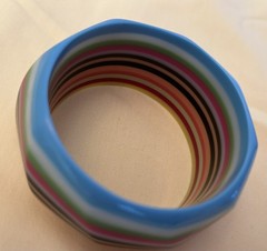 Vintage 1990s Layered Striped Colorful Designer Bangle Bracelet