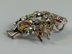 Vintage Santa Sleigh Brooch Reindeer Christmas Pin Enamel Holiday Cute