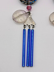 Vtg roxsann Chinese Silver Cloisonné Amethyst Lapis Antique Glass Jewelry Set