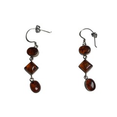 Baltic Amber Heart Necklace Earrings Set 925 Sterling Silver Jewelry