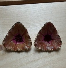 Vintage Triangular Post Back Statement Earrings “Starburst” Red and Pink