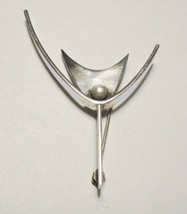 HENRY STEIG Mid Century MODERNIST Sterling Silver 925 PEARL PIN/Brooch