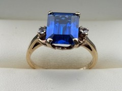 Vintage Kimberly 10K Gold, 3.7 ct Blue Tanzanite & Spinel Ring Size 6 – 2.7 gm