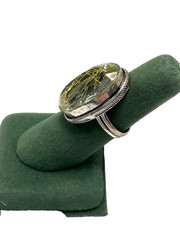 Ladies, Vintage Sterling Silver Rutilated Quartz Ring, Size 8