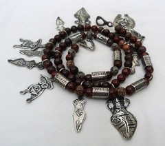 27.75″ SOUTHWEST STERLING SILVER BRUSTALIST NUDES BASKET JASPER BEADS NECKLACE