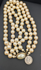 Vintage CAROLEE Necklace Glass Pearl 3 Strand Champagne 16in