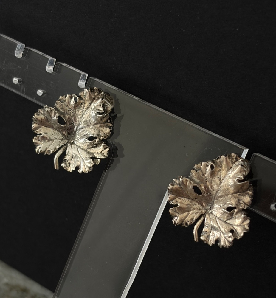 Silver Tone Detailed Grape Leaves Clip Back Earrings Lightweight Vintage