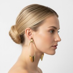 Large Earrings Vintage 1980s Oversized Gold Tone Sculptural Pierced