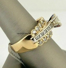 3.15Ct Art Deco Style Round Lab Created Diamond Wedding 14K Yellow Gold FN Ring