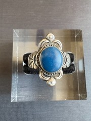 Vintage 925 Sterling Silver Southwestern Blue Gemstone Ring Size 8.75 US