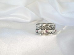 Vintage Sterling Silver 925 Natural Amethyst Spin Spinning Vine Ring 9.5