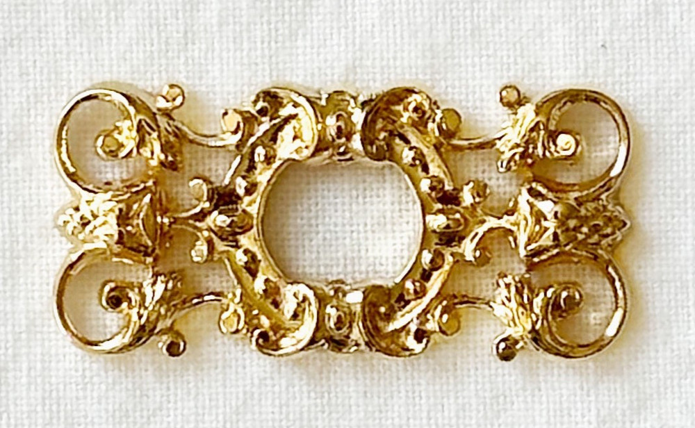 Jewelry Stamping – French raw brass connector w/14K gold plate – 13 pcs.