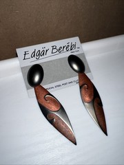 Edgar Bernie Vintage Metal Teardrop Pierced Earrings, Silver And Bronze Tone
