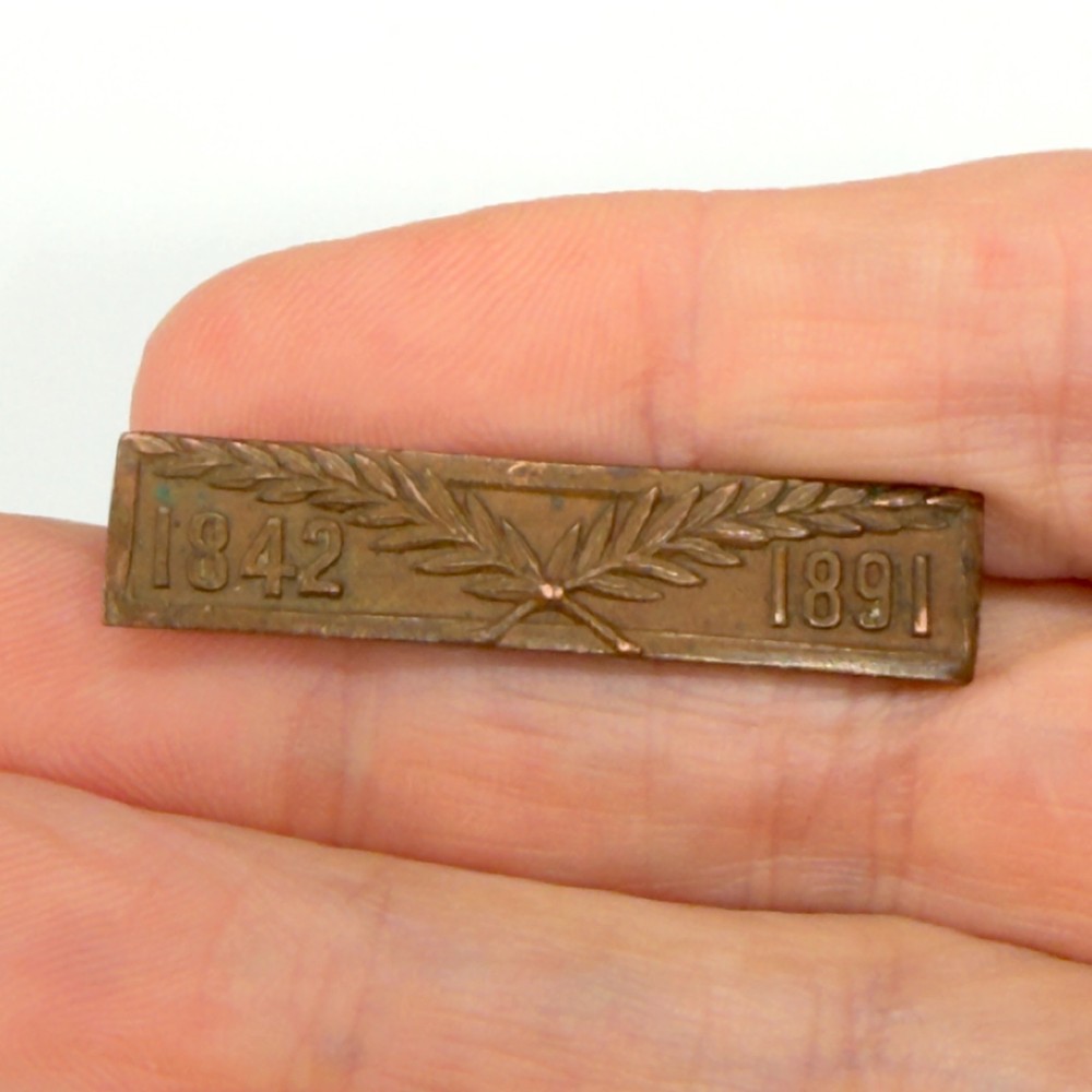 Vintage Antique Pin Brooch Military 1842 1891 Embossed 1.5 Inches