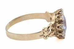 Antique Victorian 12K Gold .95 Tanzanite .45 CTW Diamond Ring Sz 6.5