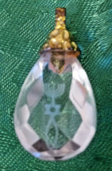 Vintage Israel Etched Menorah Faceted Clear Glass Gold Nugget Clasp Pendant