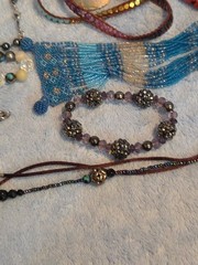 lot of 17 pcs of Beaded jewelry variety of items, sizes, Watch, colors.