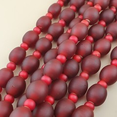Venetian Red WhiteHeart Trade Glass Beads Necklace 12.6mm x 11.4mm & 6-7mm