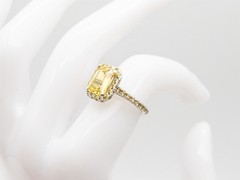 $9000 5ct Natural Yellow Sapphire FANCY INTENSE VS Diamond 18k White Gold Ring