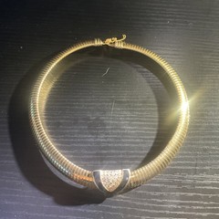 Vintage Rhinestone Gold Plated Collar Necklace 1970- 80’s RARE
