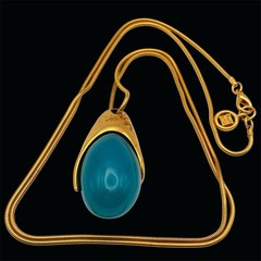 VTG Givenchy Necklace Aventurine Pendant 1980s Runway Gold-Tone Long Snake Chain