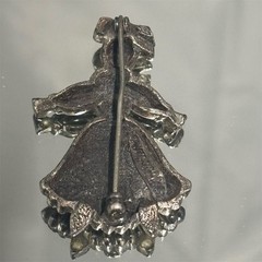 Tortolani Brooch Girl Doll Silver Tone Rhinestone Vintage Figural Pin Jewelry
