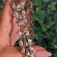 Vintage Monet Silver Chain Necklace Collar Chunky Wide 70s Signed Links