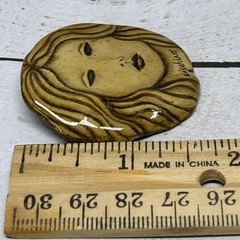 Signed Maria Cicchino 1990 Vintage 2 Pc Lot Fish & Face Painted Ceramic Brooches