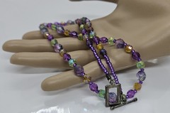 Lavender Green Yellow Glass Bead Multicolor Necklace 24″