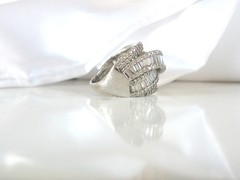 Sterling Silver 925 Multi Row Baguette CZ Highway Ross Simons Ring Size 6