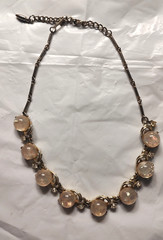 Coro Vintage Mid-Century White Faux Moonstone Cabochon Choker Necklace